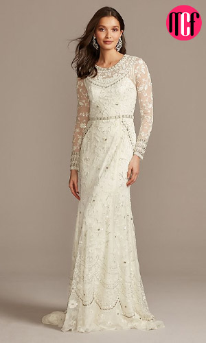 Illusion Sleeve Bridal Shower Dress For Bride
