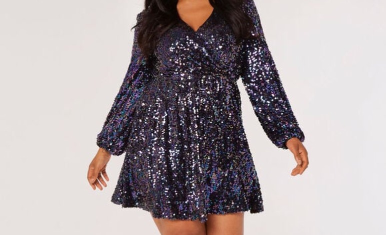 Curve Wrap Sequin Dress